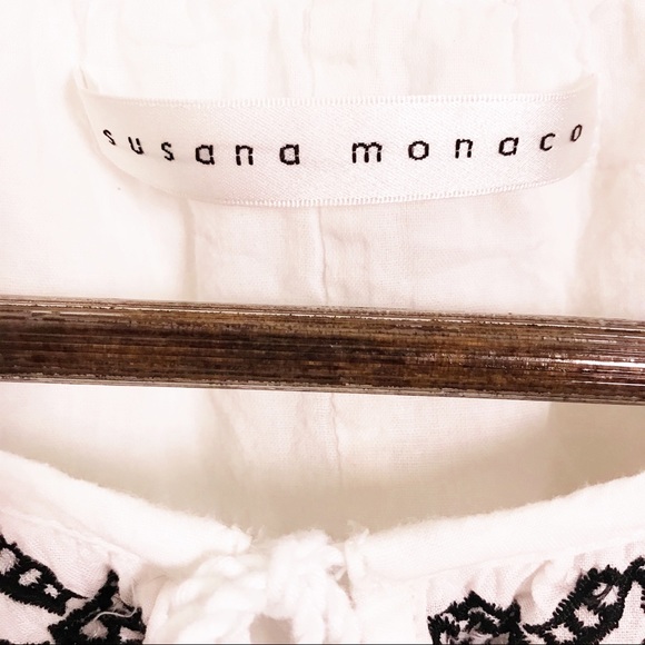 Susana Monaco Dress Embroidered Beach Swim Resort Cover Up Tassel Tie Keyhole - Picture 8 of 8